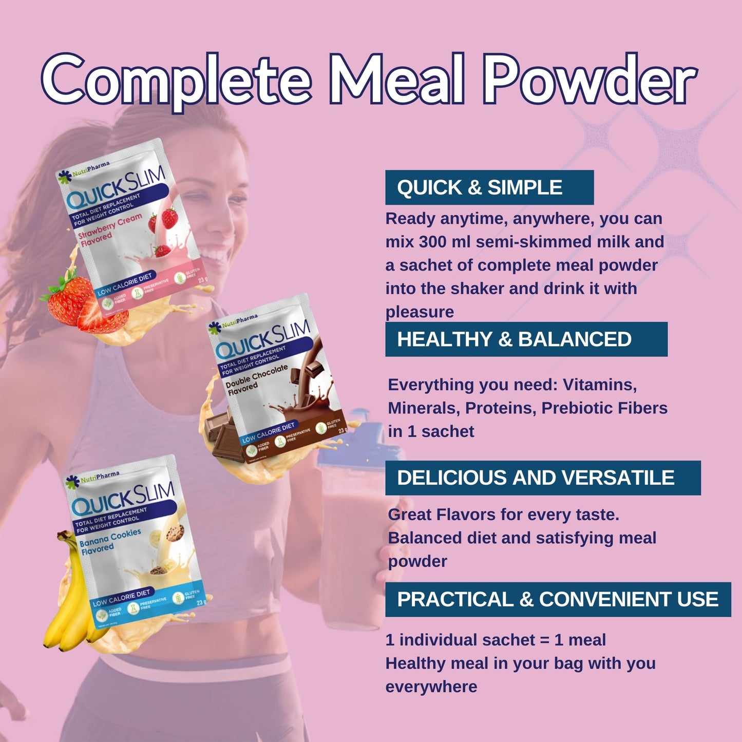 Quick Slim Meal Replacement Shakes, Variety Pack, (30 servings x 6 boxes)