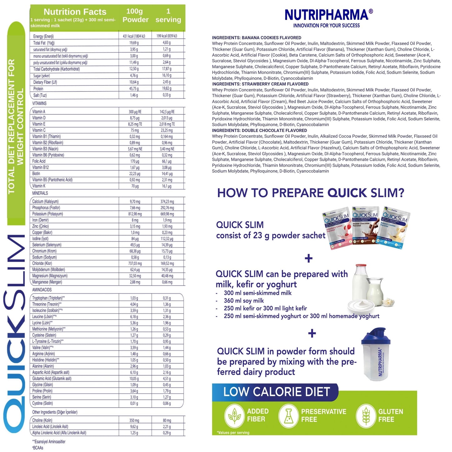 Quick Slim Meal Replacement Shakes, Variety Pack, (30 servings x 6 boxes)