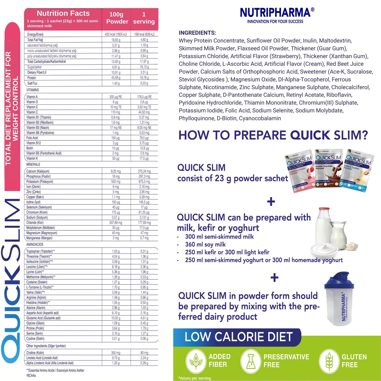 Quick Slim-Shakes zur Gewichtsabnahme