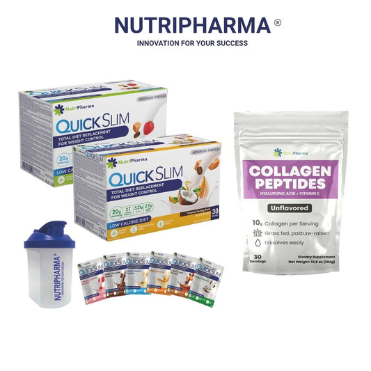 Nutripharma Quick Slim Bariatric Protein & Collagen Set | High Protein + Shaker